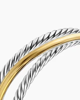 Bold Crossover Three Row Cuff Bracelet Sterling Silver with 14K Yellow Gold, 19mm
