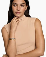 Bold Crossover Three Row Cuff Bracelet Sterling Silver with 14K Yellow Gold, 19mm