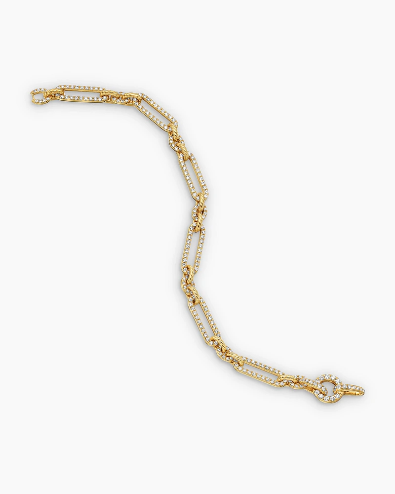 Lexington Chain Bracelet in 18K Yellow Gold with Full Pavé Diamonds, 6.5mm
