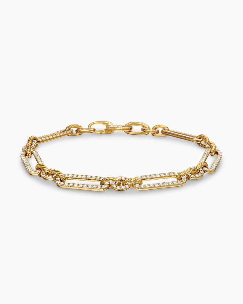 Lexington Chain Bracelet in 18K Yellow Gold with Full Pavé Diamonds, 6.5mm