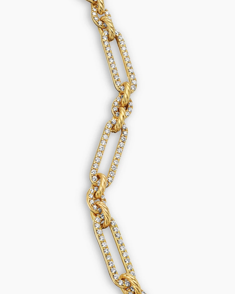 Lexington Chain Bracelet in 18K Yellow Gold with Full Pavé Diamonds, 6.5mm