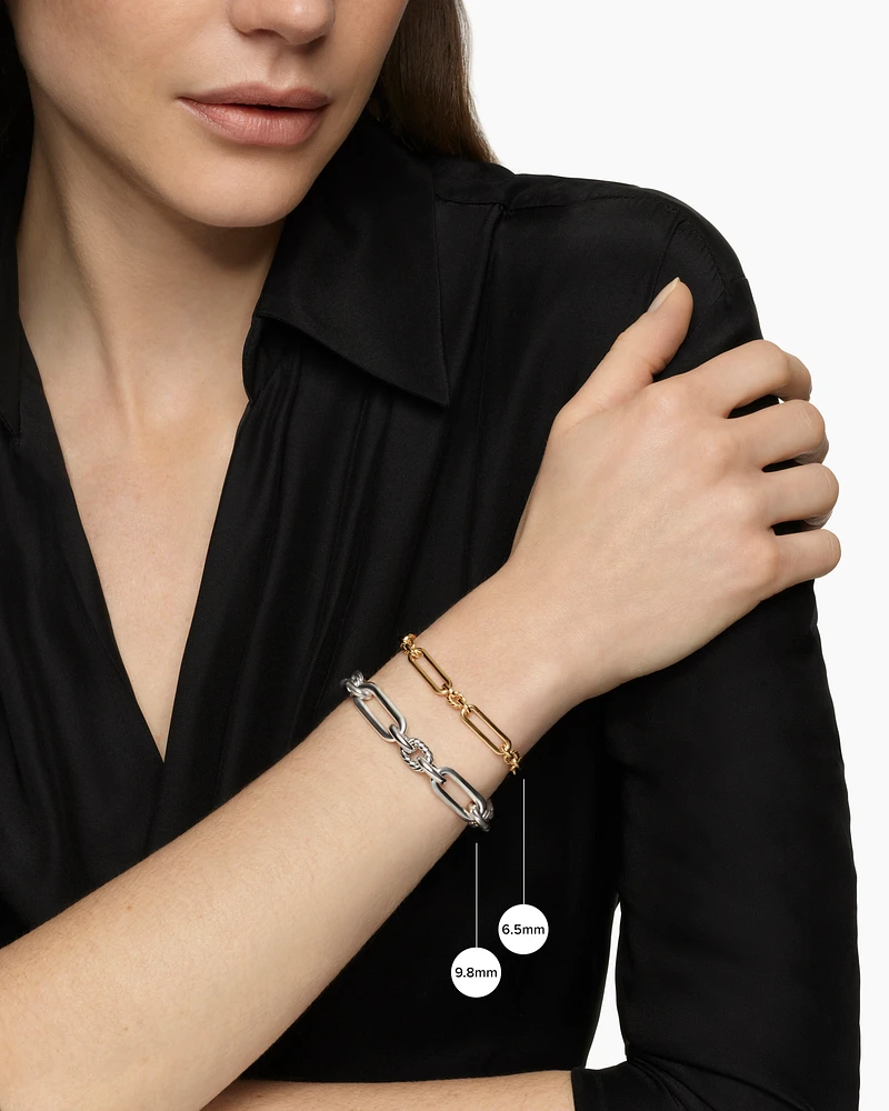 Lexington Chain Bracelet in 18K Yellow Gold with Full Pavé Diamonds, 6.5mm