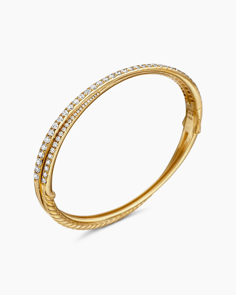 Pavé Crossover Two Row Bracelet in 18K Yellow Gold with Diamonds, 5.5mm