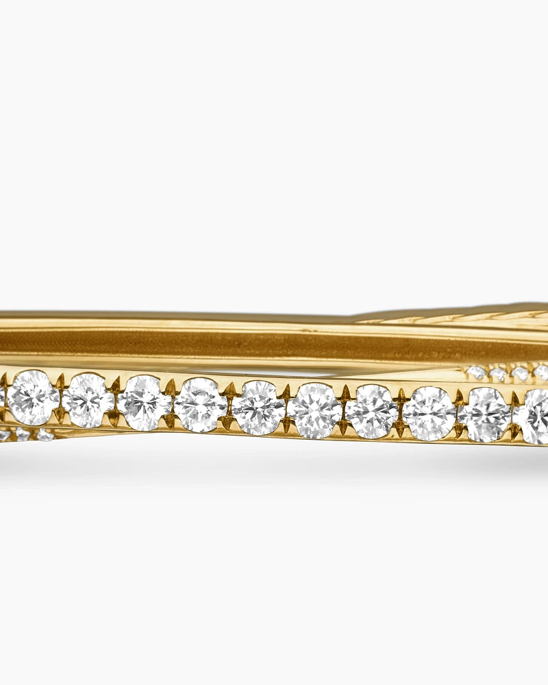 Pavé Crossover Two Row Bracelet in 18K Yellow Gold with Diamonds, 5.5mm