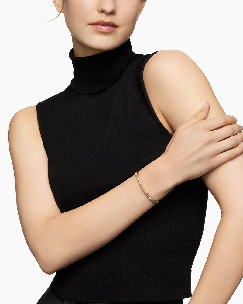 Pavé Crossover Two Row Bracelet in 18K Yellow Gold with Diamonds, 5.5mm