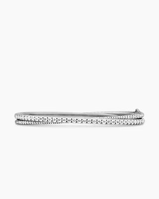 Pavé Crossover Two Row Bracelet 18K White Gold, 5.5mm