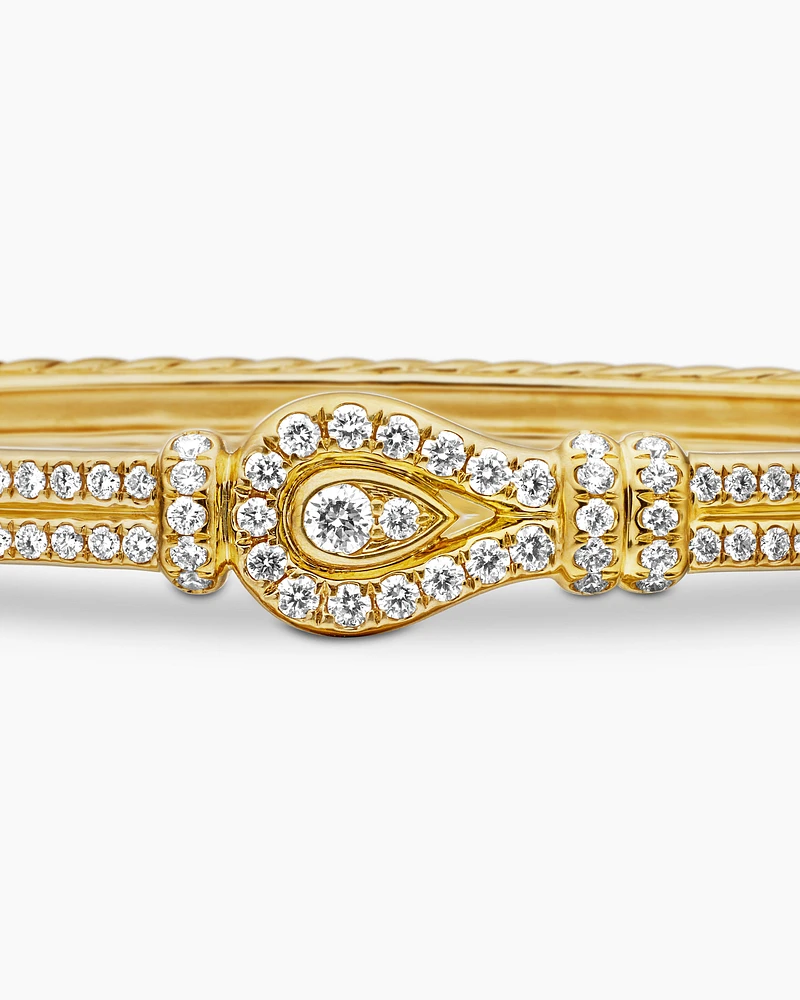 Thoroughbred Loop Bracelet in 18K Yellow Gold with Full Pavé Diamonds, 4.5mm