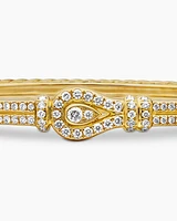 Thoroughbred Loop Bracelet in 18K Yellow Gold with Full Pavé Diamonds, 4.5mm