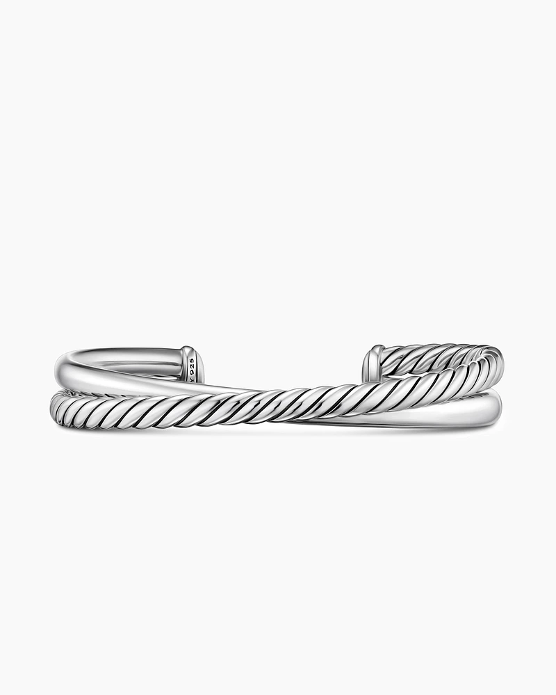 Crossover Two Row Cuff Bracelet Sterling Silver, 10.7mm