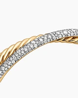 Pavé Crossover Two Row Cuff Bracelet in 18K Yellow Gold with Diamonds, 10.5mm