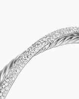 Pavé Crossover Two Row Cuff Bracelet in Sterling Silver with Diamonds, 10.7mm
