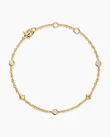Petite Modern Renaissance Station Bracelet in 18K Yellow Gold with Diamonds, 4.6mm