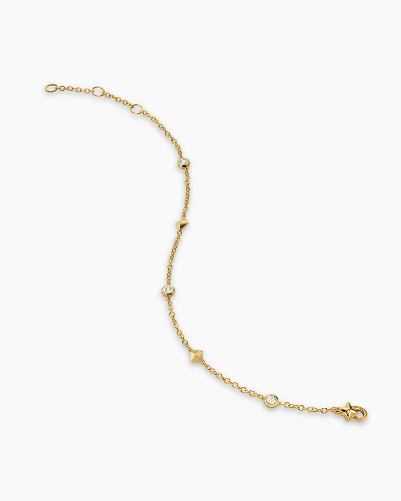 Petite Modern Renaissance Station Bracelet in 18K Yellow Gold with Diamonds, 4.6mm