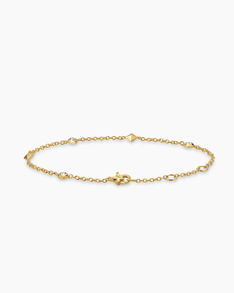 Petite Modern Renaissance Station Bracelet in 18K Yellow Gold with Diamonds, 4.6mm
