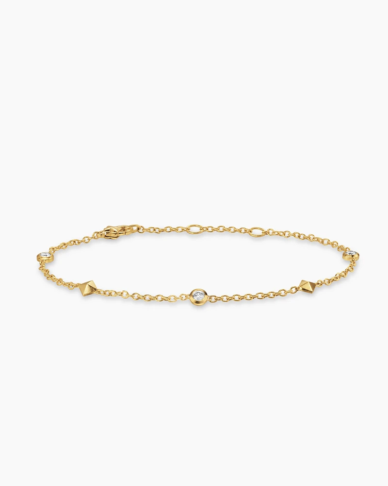 Petite Modern Renaissance Station Bracelet in 18K Yellow Gold with Diamonds, 4.6mm