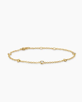 Petite Modern Renaissance Station Bracelet in 18K Yellow Gold with Diamonds, 4.6mm