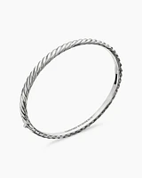 Cable Bangle Bracelet 18K White Gold with Pavé, 4mm