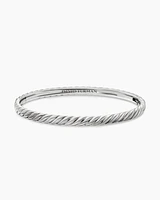 Cable Bangle Bracelet 18K White Gold with Pavé, 4mm