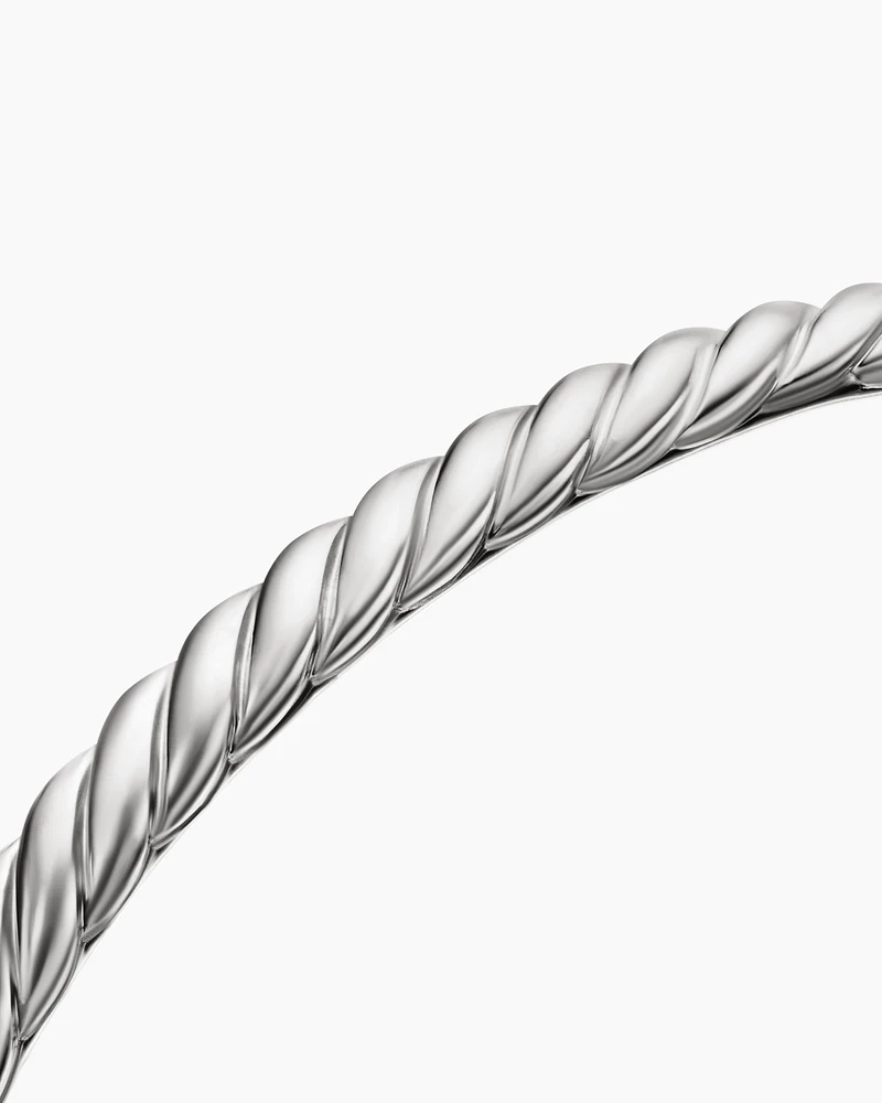 Cable Bangle Bracelet 18K White Gold with Pavé, 4mm