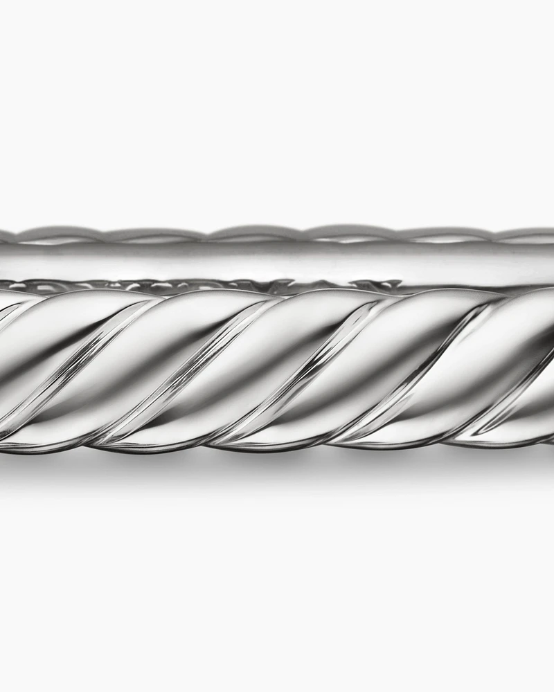 Cable Bangle Bracelet 18K White Gold with Pavé, 4mm