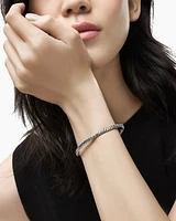 Cable Bangle Bracelet 18K White Gold with Pavé, 4mm