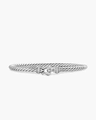 Cable Flex Buckle Bracelet Sterling Silver with Diamonds, 4mm