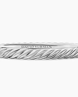 Sculpted Cable Bangle Bracelet in 18K White Gold, 6.2mm