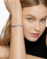 Sculpted Cable Bangle Bracelet in 18K White Gold, 6.2mm