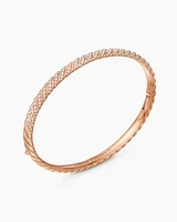 Sculpted Cable Bangle Bracelet in 18K Rose Gold with Diamonds