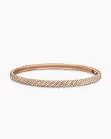 Sculpted Cable Bangle Bracelet in 18K Rose Gold with Diamonds