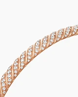 Sculpted Cable Bangle Bracelet in 18K Rose Gold with Diamonds
