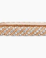 Sculpted Cable Bangle Bracelet in 18K Rose Gold with Diamonds
