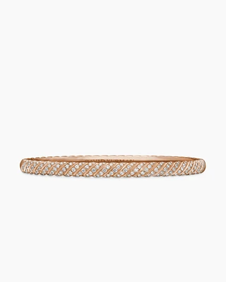 Sculpted Cable Bangle Bracelet in 18K Rose Gold with Diamonds