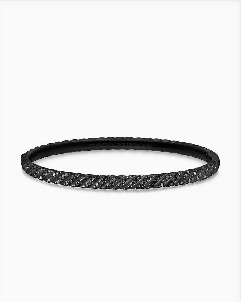 Sculpted Cable Bangle Bracelet Black Titanium with Diamonds