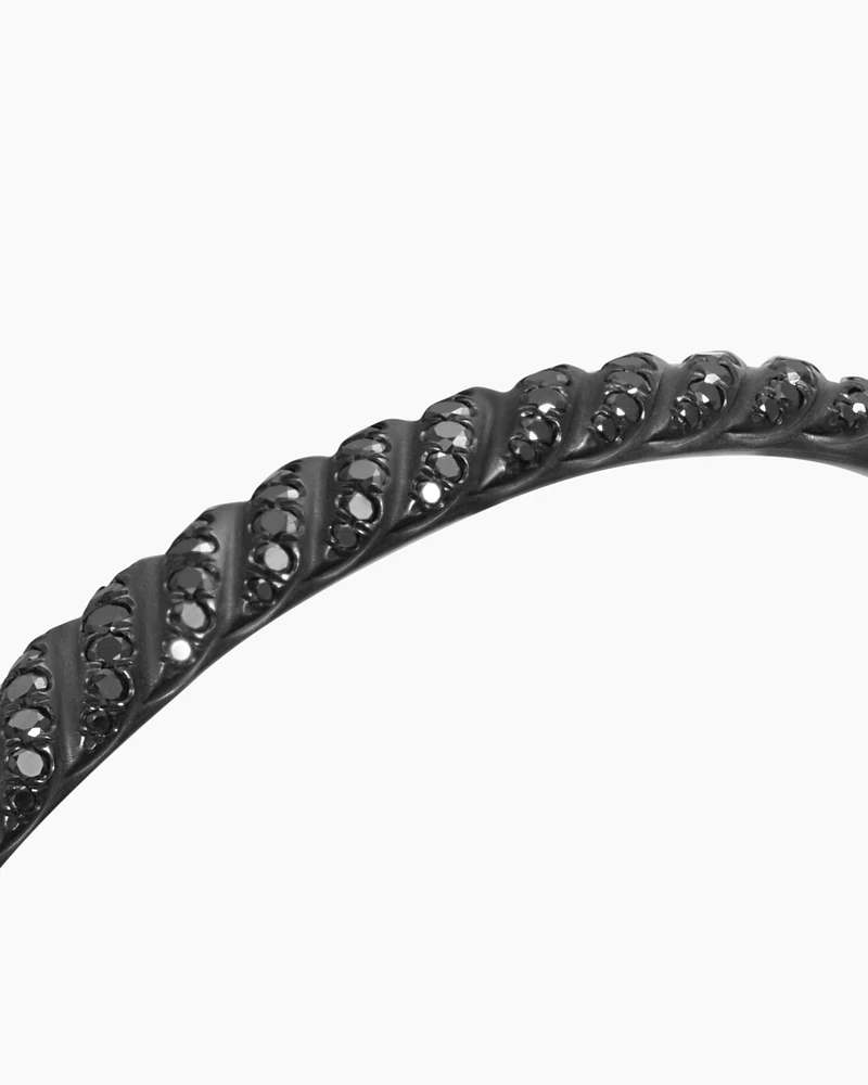 Sculpted Cable Bangle Bracelet Black Titanium with Diamonds