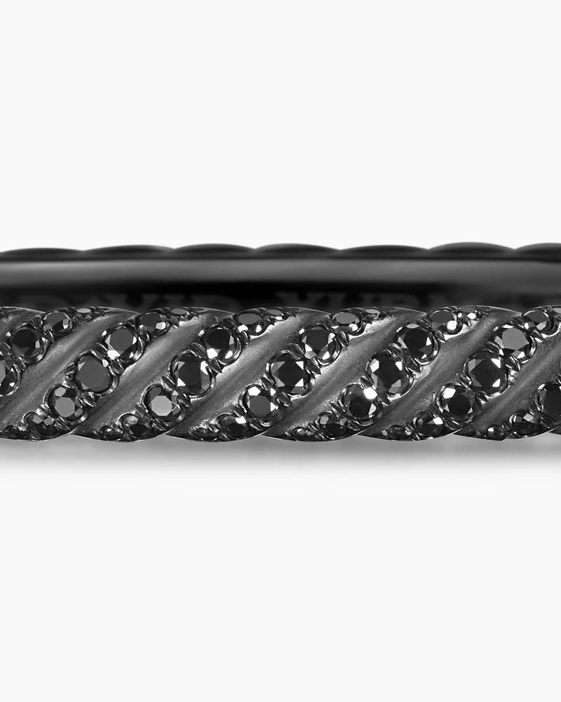 Sculpted Cable Bangle Bracelet Black Titanium with Diamonds