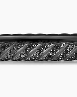 Sculpted Cable Bangle Bracelet Black Titanium with Diamonds