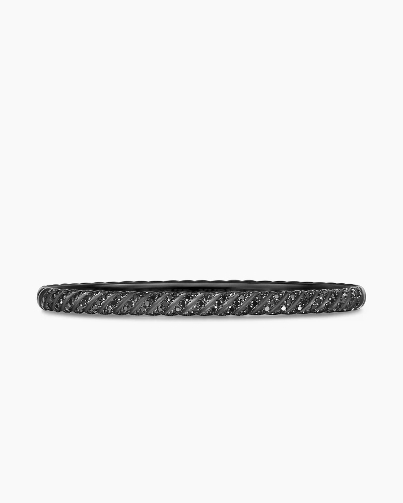 Sculpted Cable Bangle Bracelet Black Titanium with Diamonds