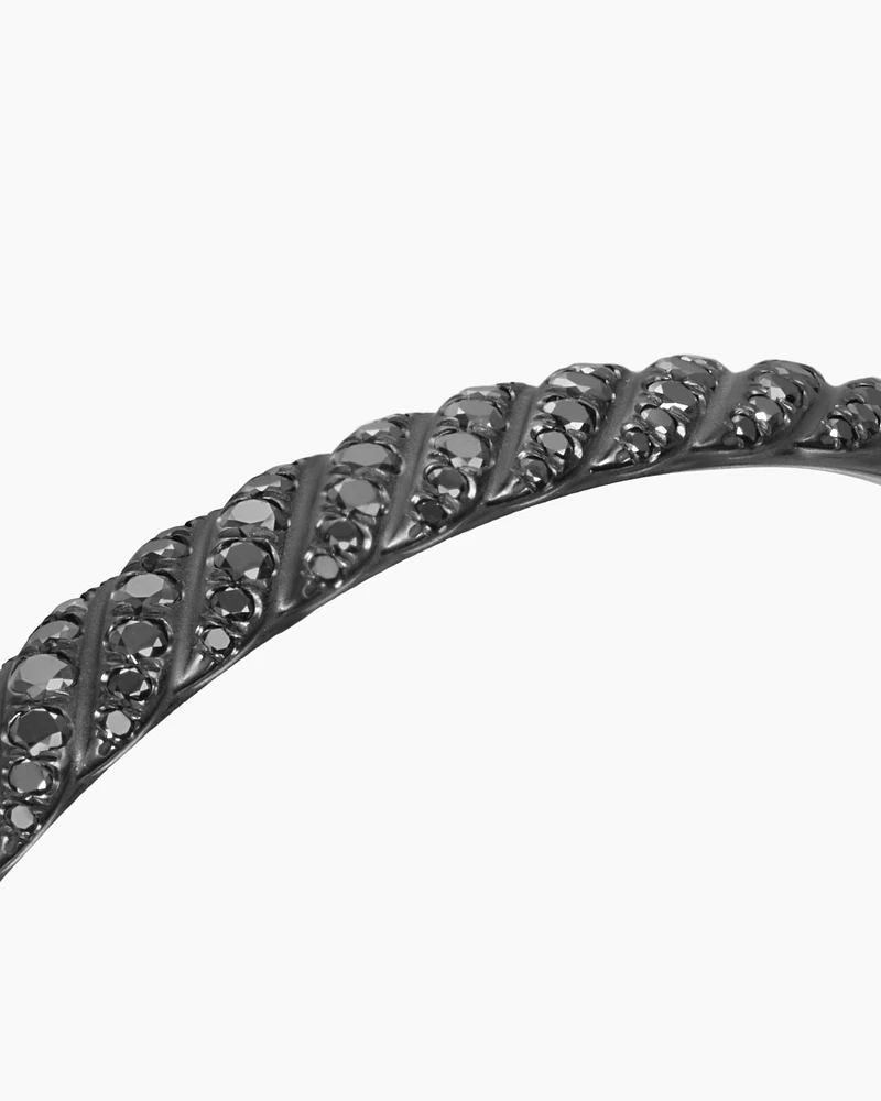 Sculpted Cable Bangle Bracelet Black Titanium with Diamonds