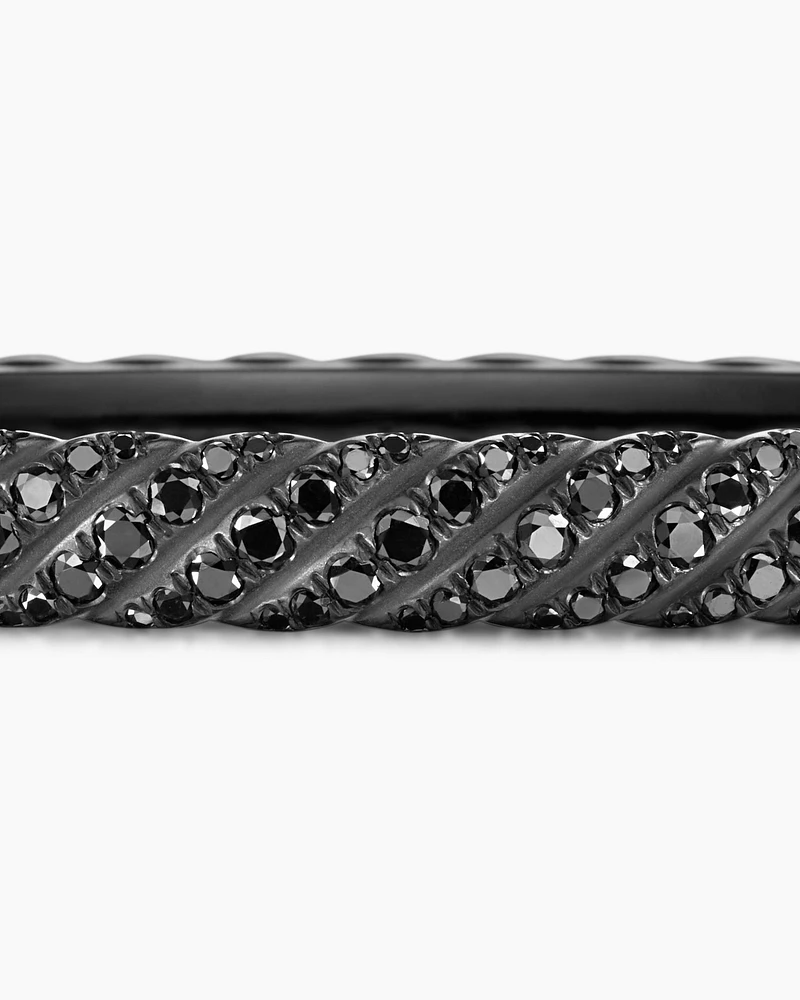 Sculpted Cable Bangle Bracelet Black Titanium with Diamonds