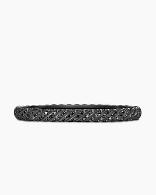 Sculpted Cable Bangle Bracelet Black Titanium with Diamonds