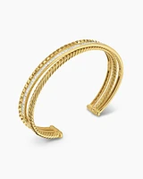 Crossover Trio Three Row Cuff Bracelet 18K Yellow Gold with Diamonds, 11mm