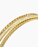 Crossover Trio Three Row Cuff Bracelet 18K Yellow Gold with Diamonds, 11mm