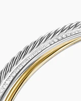 Crossover Three Row Bracelet Sterling Silver with 18K Yellow Gold and Diamonds, 11mm