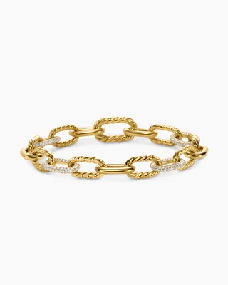 Lexington Chain Bracelet 18K Yellow Gold with Diamonds, 9.8mm