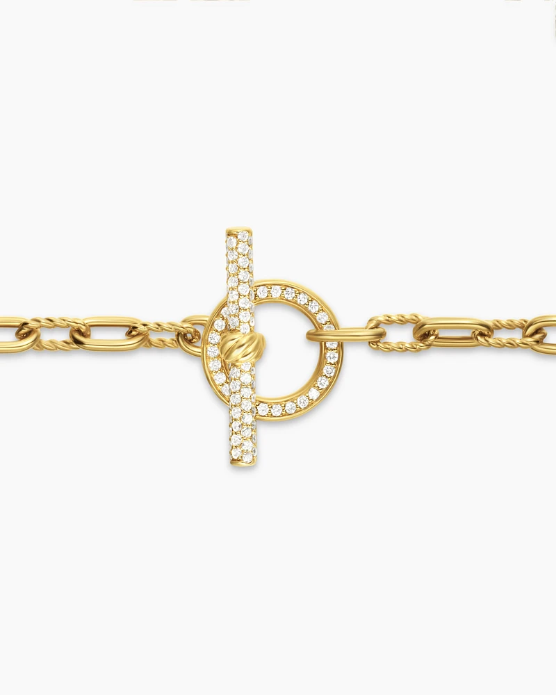 DY Madison® Pavé Toggle Chain Bracelet 18K Yellow Gold with Diamonds, 3mm