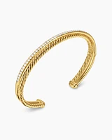 Crossover Two Row Bracelet 18K Yellow Gold with Diamonds, 6mm