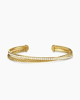 Crossover Two Row Bracelet 18K Yellow Gold with Diamonds, 6mm
