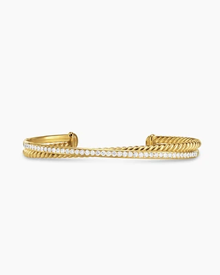 Crossover Two Row Bracelet 18K Yellow Gold with Diamonds, 6mm