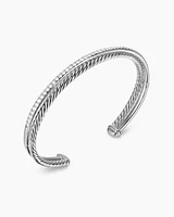 Crossover Two Row Bracelet in Sterling Silver with Diamonds, 6mm